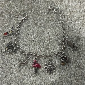 Brighton Silver Florida State Charm Bracelet - 7 charms flamingo palm tree sun